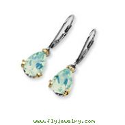 Sterling Silver & 14K Gold Green Amethyst Leverback Earrings