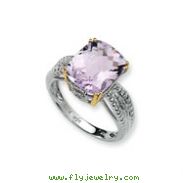 Sterling Silver & 14K Gold Light Amethyst And Diamond Ring