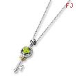 Sterling Silver & 14K Gold Peridot And Diamond Key Necklace