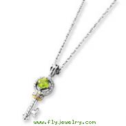 Sterling Silver & 14K Gold Peridot And Diamond Key Necklace