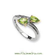 Sterling Silver & 14K Gold Peridot Diamond Ring