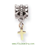 Sterling Silver & 14K Gold Reflections Cross Dangle Bead