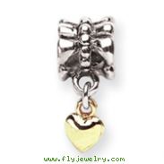 Sterling Silver & 14K Gold Reflections Heart Dangle Bead