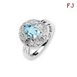 Sterling Silver & 14K Gold Sky Blue & Diamond Ring