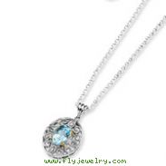 Sterling Silver & 14K Gold Sky Blue Topaz & Diamond Necklace