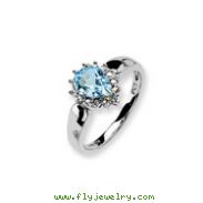 Sterling Silver & 14K Gold Sky Blue Topaz & Diamond Ring