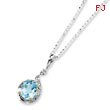 Sterling Silver & 14K Gold Sky Blue Topaz Diamond Necklace