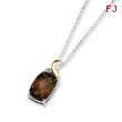 Sterling Silver & 14K Gold Smokey Quartz & Diamond Necklace