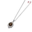 Sterling Silver & 14K Gold Smokey Quartz And White Topaz And Diamond Necklace