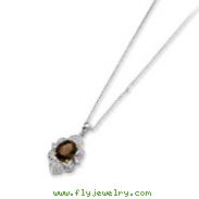 Sterling Silver & 14K Gold Smokey Quartz And White Topaz And Diamond Necklace