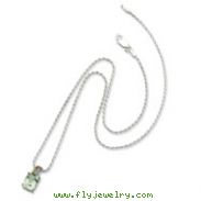 Sterling Silver & 14K Green Amethyst and Diamond Necklace