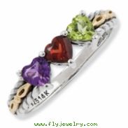 Sterling Silver & 14k Three-stone Mother's Ring Mounting ring