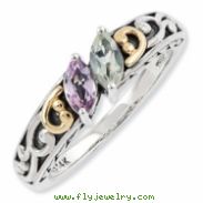 Sterling Silver & 14k Two-stone Mother's Ring Mounting ring