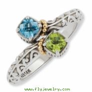Sterling Silver & 14k Two-stone Mother's Ring Mounting ring