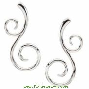 Sterling Silver & 14k White Gold Right Scroll Metal Fashion Earring