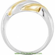 Sterling Silver & 14k Yellow Gold 10mm Two Tone Metal Fashion Ring