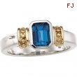 Sterling Silver & 14k Yellow Gold Genuine London Blue Topaz Ring