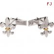 Sterling Silver & 14k Yellow Gold Metal Fashion Cuff Link Fleur-de-lis Cufflinks