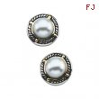 Sterling Silver & 14k Yellow Gold Pair Freshwater Cultured Pearl Earrings