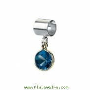 Sterling Silver & 14k Yellow Gold September Kera Bead With Birthstone Dangle Ring Size 6