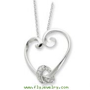 Sterling Silver & Cubic Zirconia Loveknots 18" Heart Necklace