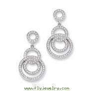 Sterling Silver & CZ Fancy Circle Dangle Post Earrings