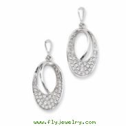 Sterling Silver & CZ Fancy Dangle Post Earrings