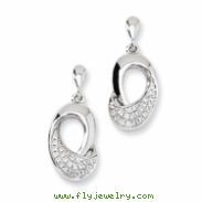 Sterling Silver & CZ Fancy Dangle Post Earrings