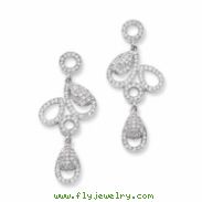 Sterling Silver & CZ Fancy Dangle Post Earrings