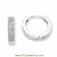 Sterling Silver & CZ Fancy Hinged Hoop Earrings