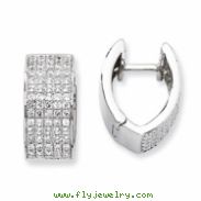 Sterling Silver & CZ Fancy Hinged Hoop Earrings