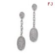 Sterling Silver & CZ Fancy Polished Dangle Post Earrings