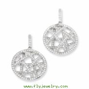 Sterling Silver & CZ Fancy Polished Dangle Post Earrings