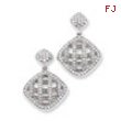 Sterling Silver & CZ Fancy Polished Dangle Post Earrings