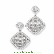 Sterling Silver & CZ Fancy Polished Dangle Post Earrings