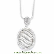 Sterling Silver & CZ Fancy Polished Oval Necklace chain