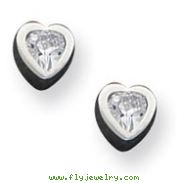 Sterling Silver  CZ Heart Earrings