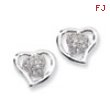 Sterling Silver & CZ Heart Post Earrings