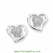 Sterling Silver & CZ Heart Post Earrings