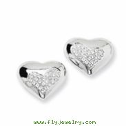 Sterling Silver & CZ Heart Post Earrings
