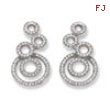 Sterling Silver & CZ Polished Circle Dangle Post Earrings