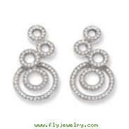 Sterling Silver & CZ Polished Circle Dangle Post Earrings
