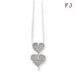 Sterling Silver & CZ Polished Double Heart Necklace chain