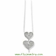 Sterling Silver & CZ Polished Double Heart Necklace chain