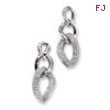 Sterling Silver & CZ Polished Fancy Dangle Post Earrings