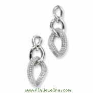 Sterling Silver & CZ Polished Fancy Dangle Post Earrings