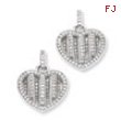 Sterling Silver & CZ Polished Heart Dangle Post Earrings