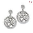 Sterling Silver & CZ Polished Heart Dangle Post Earrings