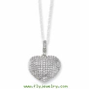 Sterling Silver & CZ Polished Heart Necklace chain