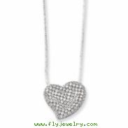 Sterling Silver & CZ Polished Heart Necklace chain